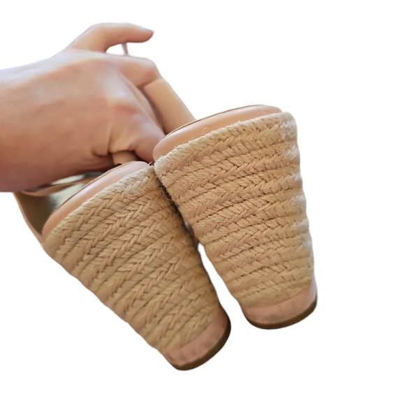 Cole Haan sz 9 Cloudfeel Espadrille Wedge Sandals Mahogany Rose Leather Sh398 - Picture 8 of 9